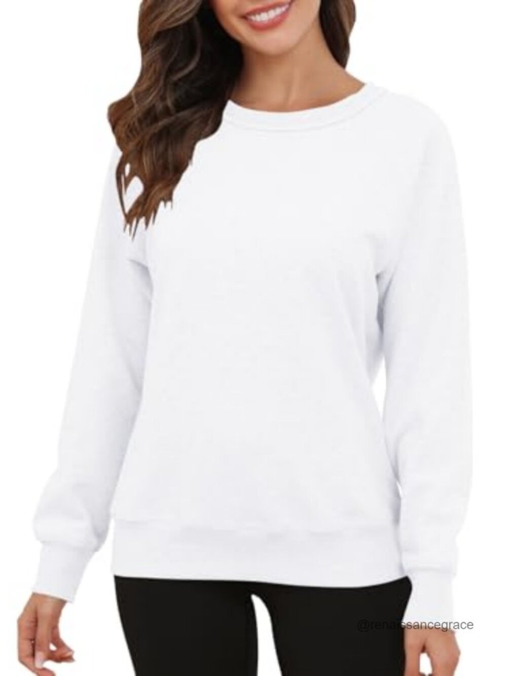Crewneck Raglan Sleeve Sweatshirt Loose Fit Fleece Lined Pullover